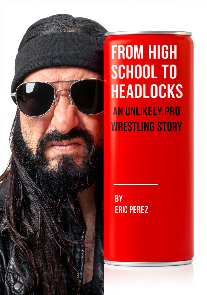 Kindle eBook Wrestling Biography Young Adult Sports open on a tablet beside a wrestling headgear