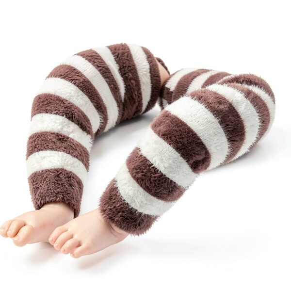 HC40 Baby Leg Warmers Soft Acrylic Velvet Unisex Striped-2