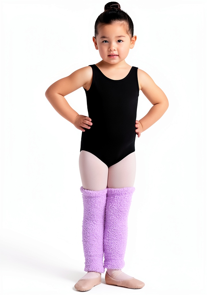 Baby girl wearing lavender leg warmers during playtime