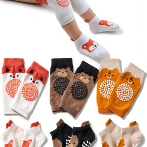 TFTSR Baby Knee Pads Socks Non Slip Crawling Protection-0
